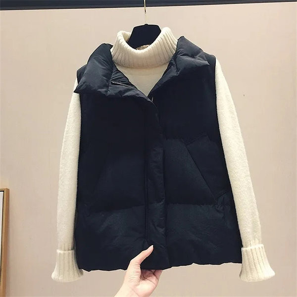 Női alkalmi mellény magas gallérral és cipzárral