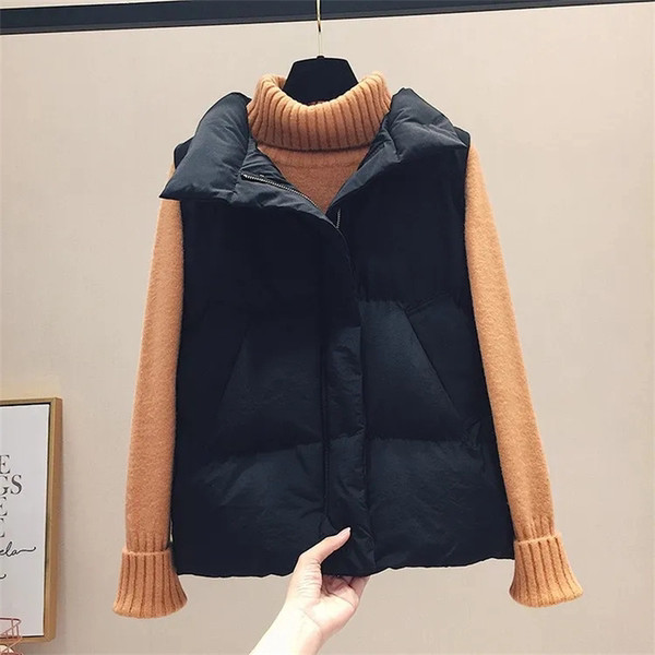 Női alkalmi mellény magas gallérral és cipzárral