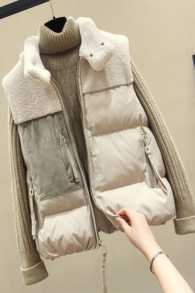 Meleg mellény gyapjú polár cipzárral