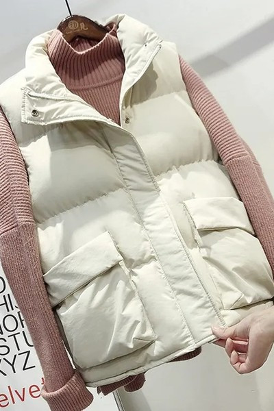 Casual φαρδύ γιλέκο μοντέλο με ψηλό γιακά - για γυναίκες