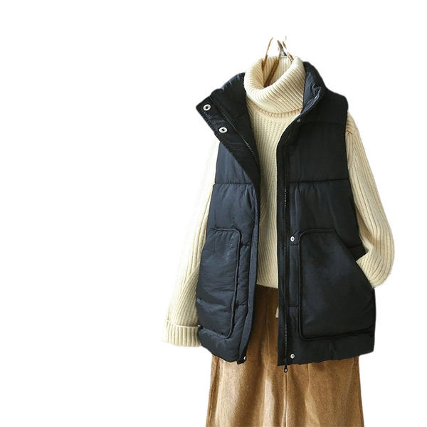 Széles női mellény zsebekkel és cipzárral két színben