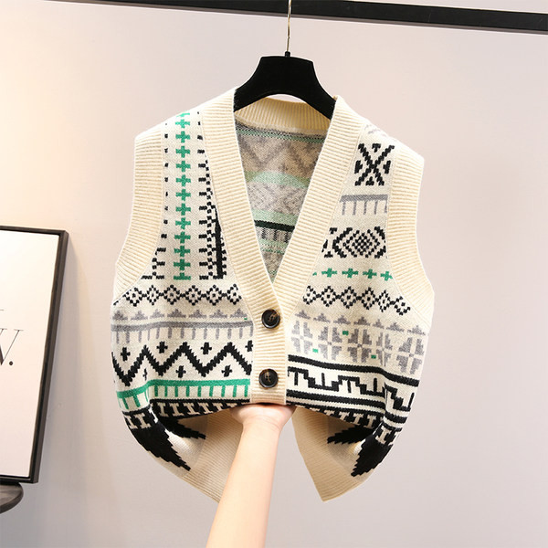 Ženski zimski prsluk s gumbima i špic izrezom