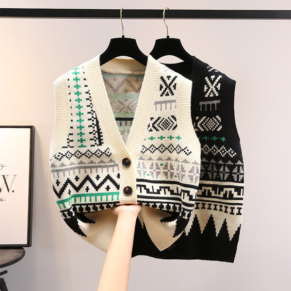 Ženski zimski prsluk s gumbima i špic izrezom