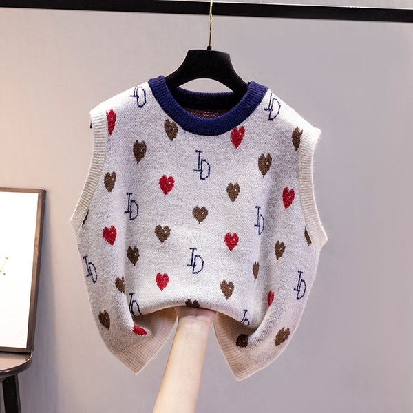 Kötött női mellény kerek nyakkivágással