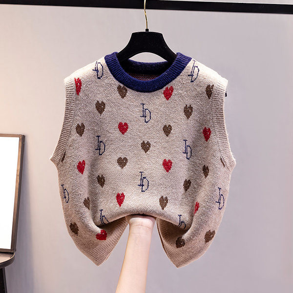 Kötött női mellény kerek nyakkivágással