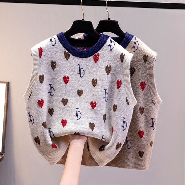 Kötött női mellény kerek nyakkivágással