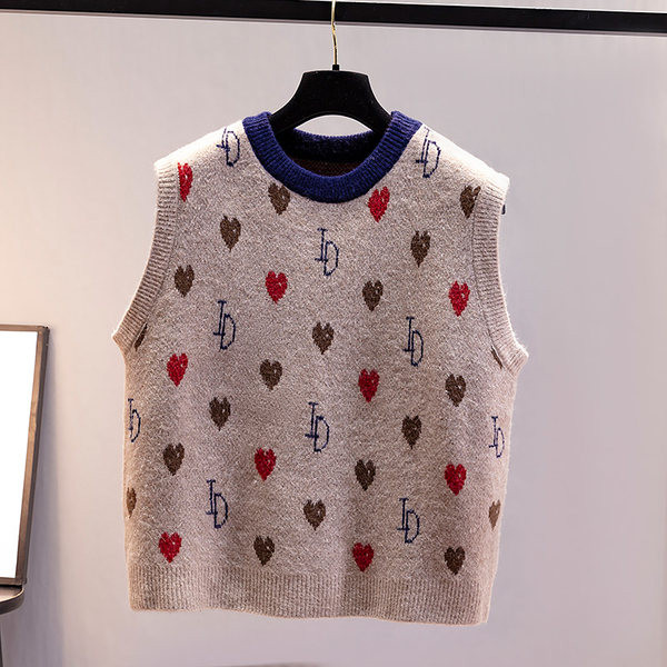 Kötött női mellény kerek nyakkivágással