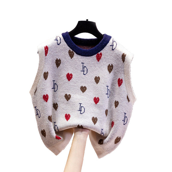 Kötött női mellény kerek nyakkivágással