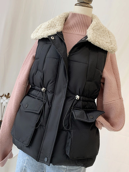 Γυναικείο γιλέκο με κλασικό γιακά και κορδόνια στη μέσης