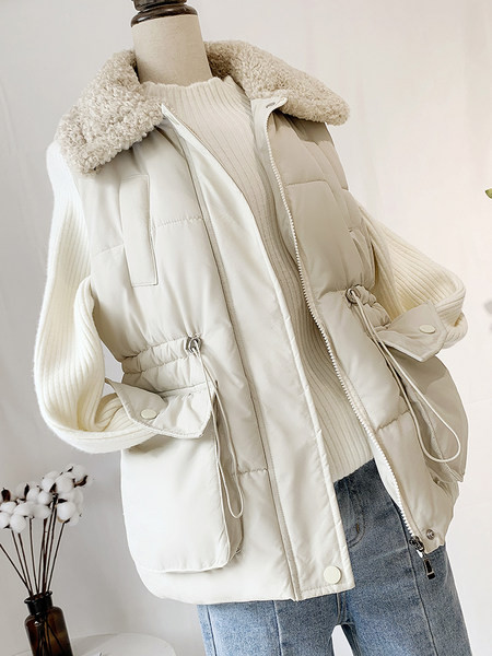 Γυναικείο γιλέκο με κλασικό γιακά και κορδόνια στη μέσης