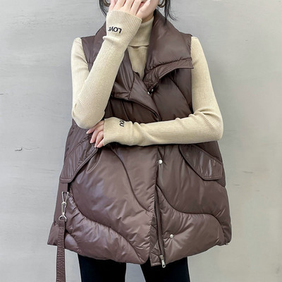 Φαρδύ μοντέλο γυναικείο κομψό γιλέκο με ζώνη