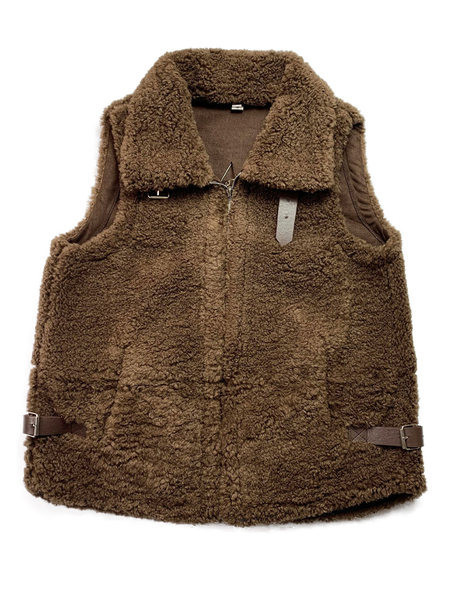 Γυναικείο  χειμερινό γιλέκο με μεταλλική αγκράφα και τσέπες
