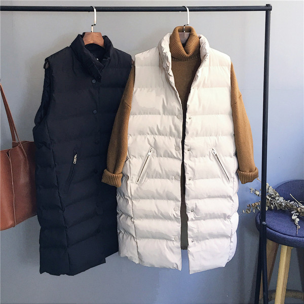 Dugi ženski ležerni prsluk s visokim ovratnikom