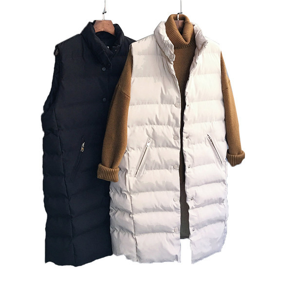 Dugi ženski ležerni prsluk s visokim ovratnikom