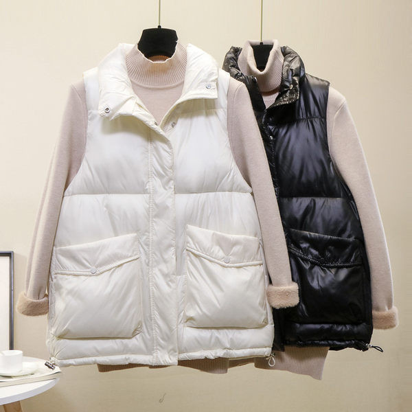 Casual γυναικείο γιλέκο με ψηλό γιακά και φερμουάρ