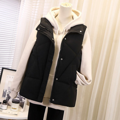 Ženski prsluk sa džepovima i patentnim zatvaračem u crno-bijeloj boji