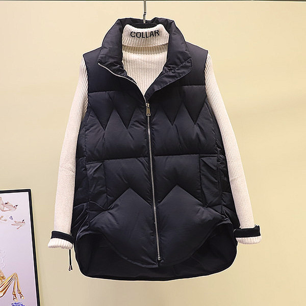 Modern női rövid mellény cipzárral és nyakkendővel