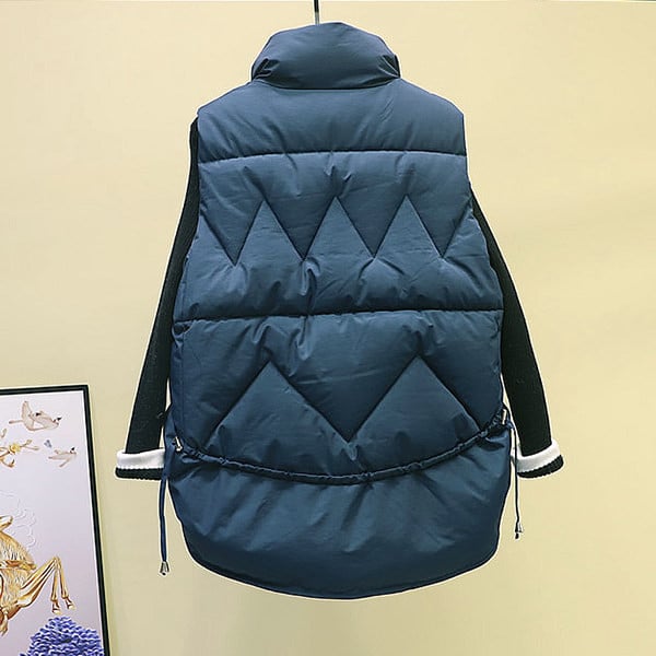 Modern női rövid mellény cipzárral és nyakkendővel