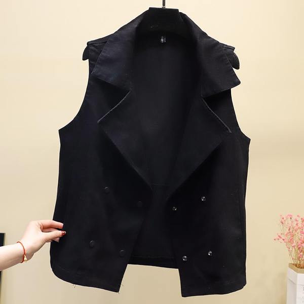 Casual γυναικείο τζιν γιλέκο με κλασικό γιακά