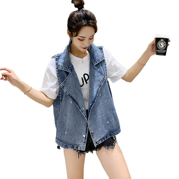 Bő női farmermellény gombokkal