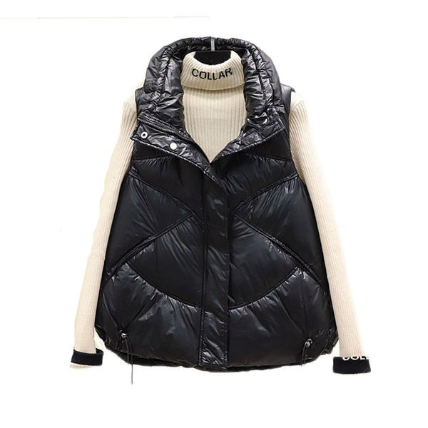 Naiste vabaaja vest nööpidega valge ja must