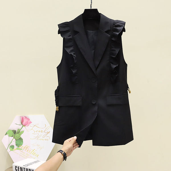 Moderan ženski prsluk s gumbima i špic izrezom