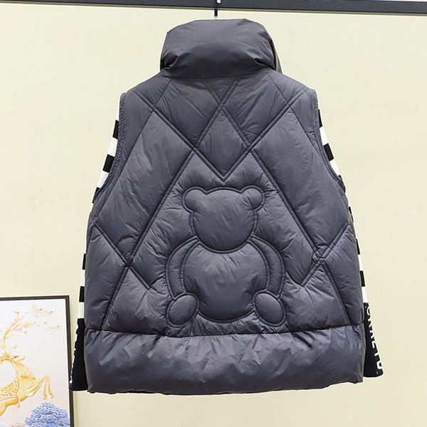 Γυναικείο φαρδύ γιλέκο με επιγραφή και κορδόνια