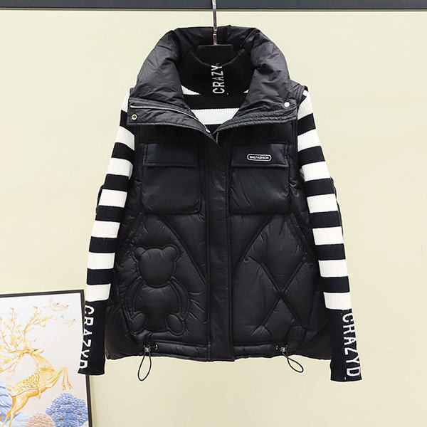 Γυναικείο φαρδύ γιλέκο με επιγραφή και κορδόνια