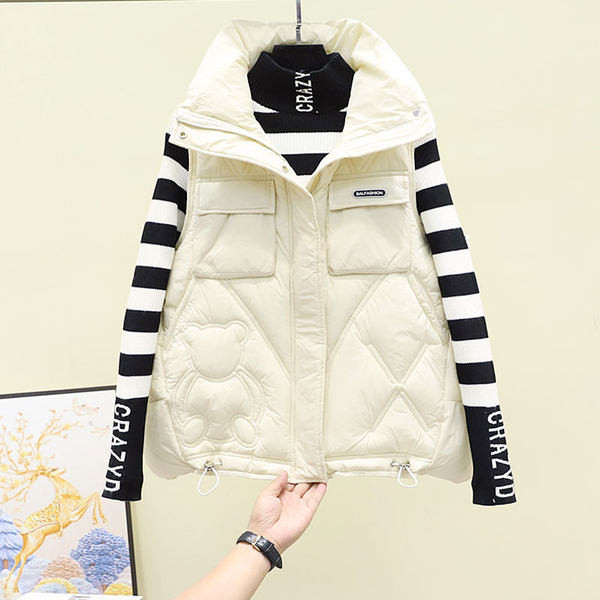 Γυναικείο φαρδύ γιλέκο με επιγραφή και κορδόνια