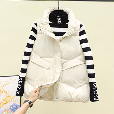 Női mellény zsebekkel és magas gallérral - két színben