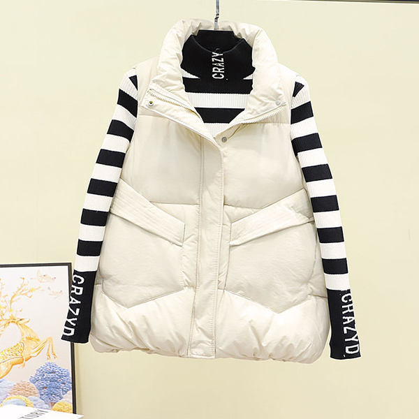 Női mellény zsebekkel és magas gallérral - két színben