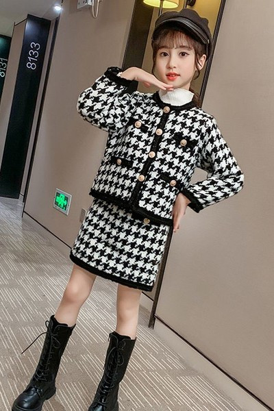 Παιδικό καρό σετ σακάκι και φούστα