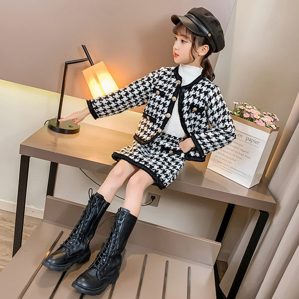 Παιδικό καρό σετ σακάκι και φούστα