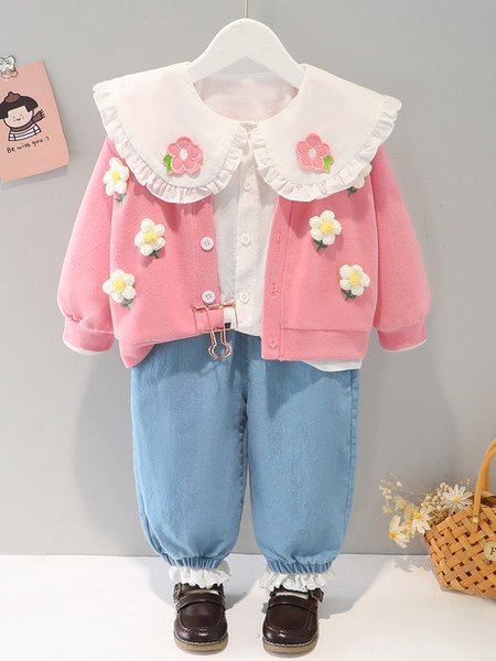 Dječji komplet s okruglim izrezom i 3D elementom - dvije boje