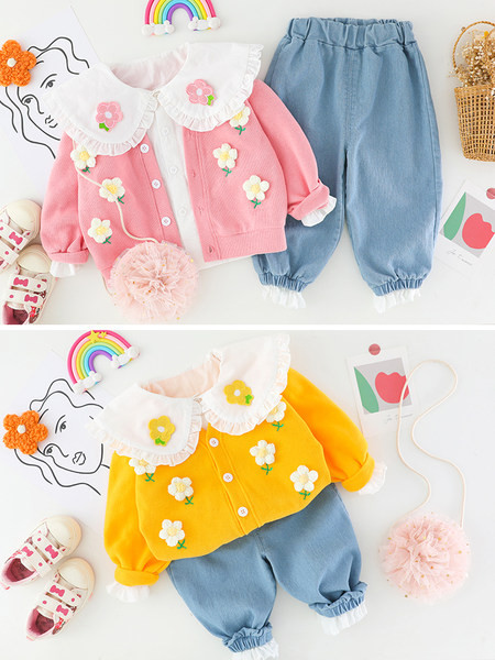 Dječji komplet s okruglim izrezom i 3D elementom - dvije boje