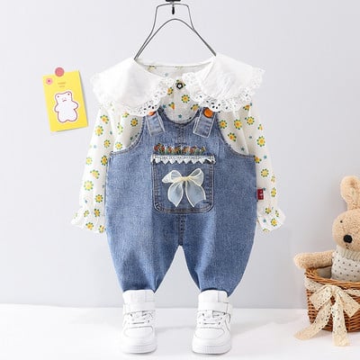 Κομψό παιδικό σετ σε δύο μέρη με δαντέλα για κορίτσια