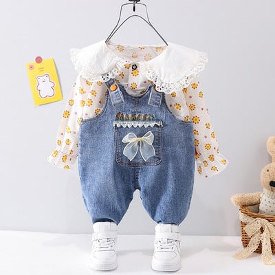 Κομψό παιδικό σετ σε δύο μέρη με δαντέλα για κορίτσια