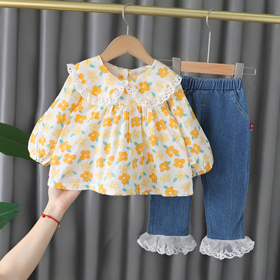 Moodne lillelise mustriga laste särgikomplekt ja tüllteksapüksid