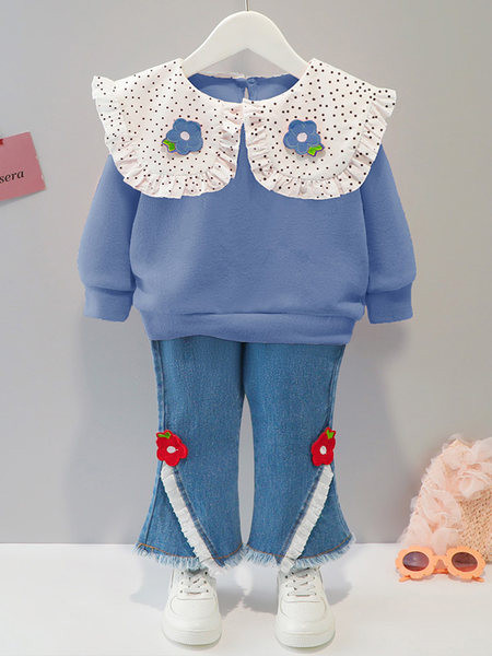 Tavaszi szett lányoknak blúzban és farmerben, 3D rátéttel