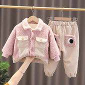 Gyermek szett meleg béléssel, fekete és rózsaszín színben