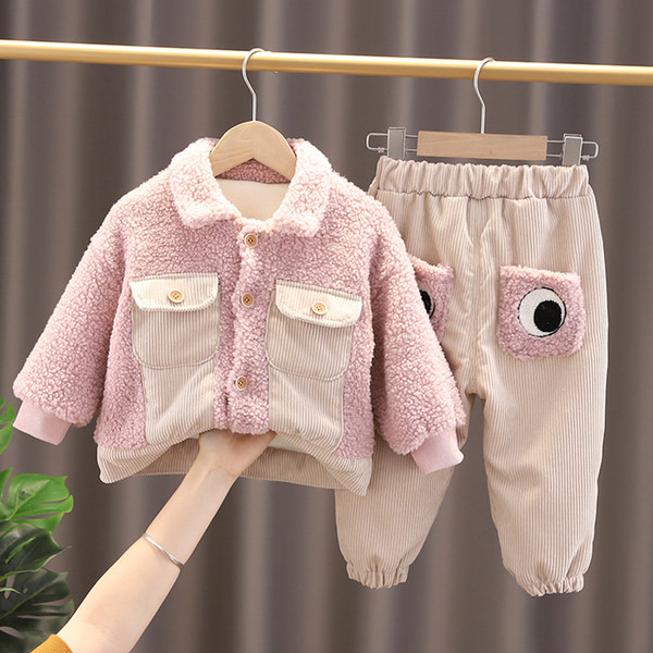 Gyermek szett meleg béléssel, fekete és rózsaszín színben