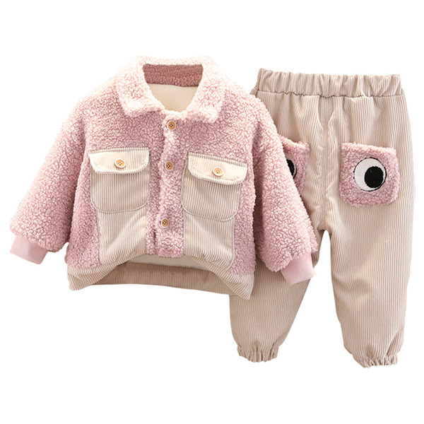 Gyermek szett meleg béléssel, fekete és rózsaszín színben