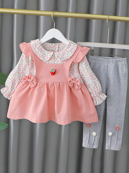 Νέο μοντέλο σετ για κορίτσι φόρεμα και κολάν με απλικέ