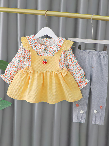 Νέο μοντέλο σετ για κορίτσι φόρεμα και κολάν με απλικέ