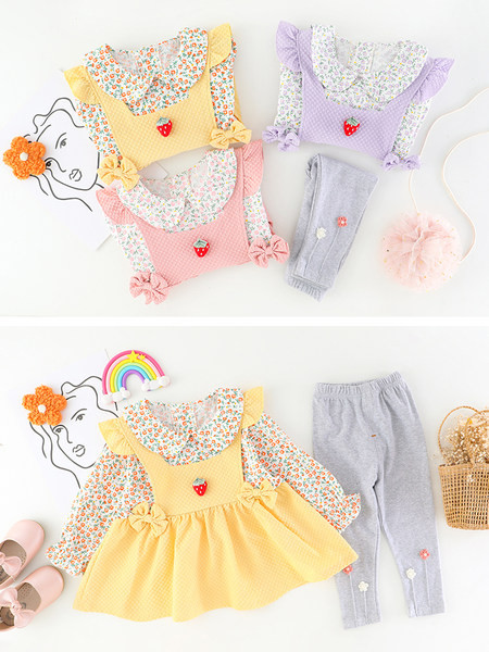 Νέο μοντέλο σετ για κορίτσι φόρεμα και κολάν με απλικέ