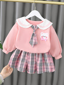 Παιδικό μοντέρνο καρό σετ φούστα και μπλούζα για κορίτσια