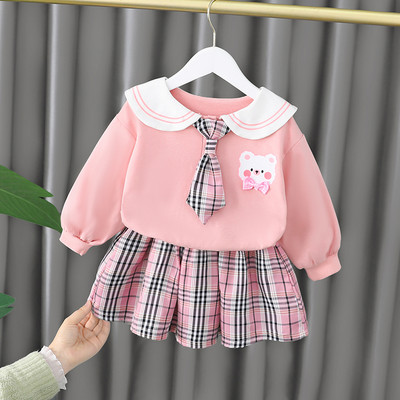 Παιδικό μοντέρνο καρό σετ φούστα και μπλούζα για κορίτσια