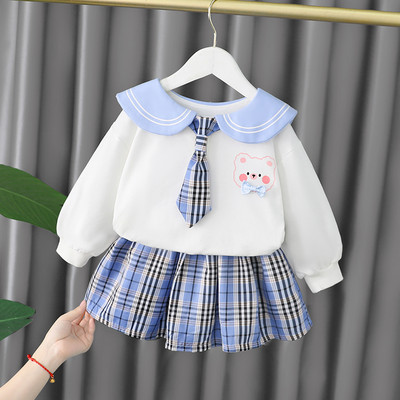 Παιδικό μοντέρνο καρό σετ φούστα και μπλούζα για κορίτσια