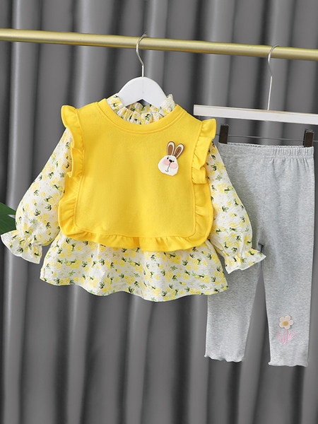 Παιδικό ανοιξιάτικο σετ για κορίτσια από μπλούζα και κολάν