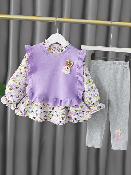 Παιδικό ανοιξιάτικο σετ για κορίτσια από μπλούζα και κολάν